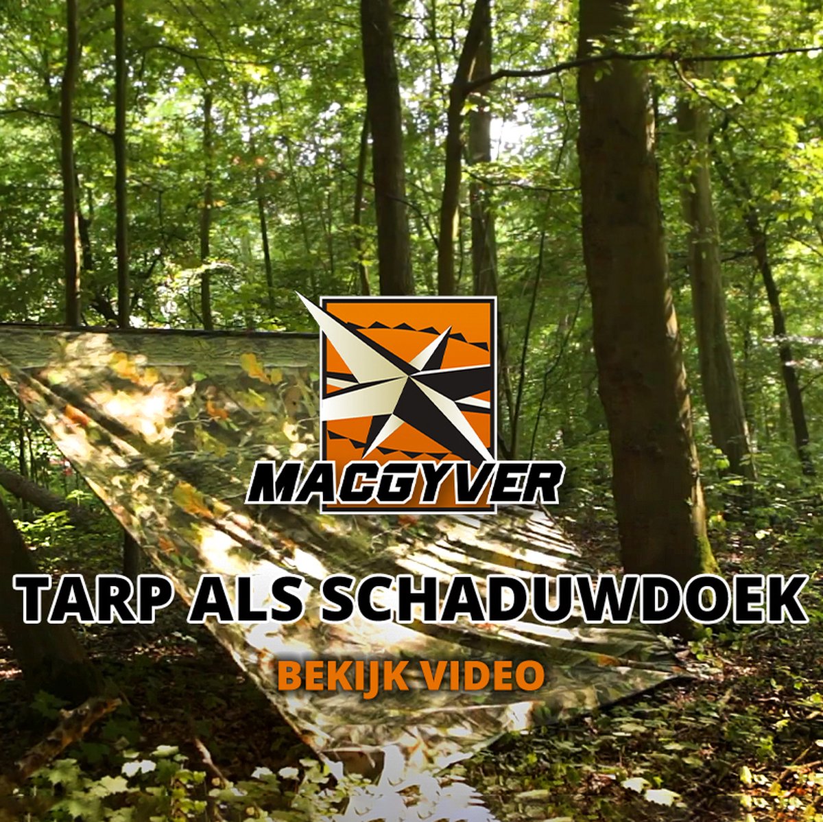  MacGyver® ‘3-in-1’ Tent | Tarp – Schaduwdoek – Hangmat | Strandtent | Outdoor-tent | Shelter | Vistent | 280 X 280 Cm | Camouflage | Waterdicht | Lichtgewicht