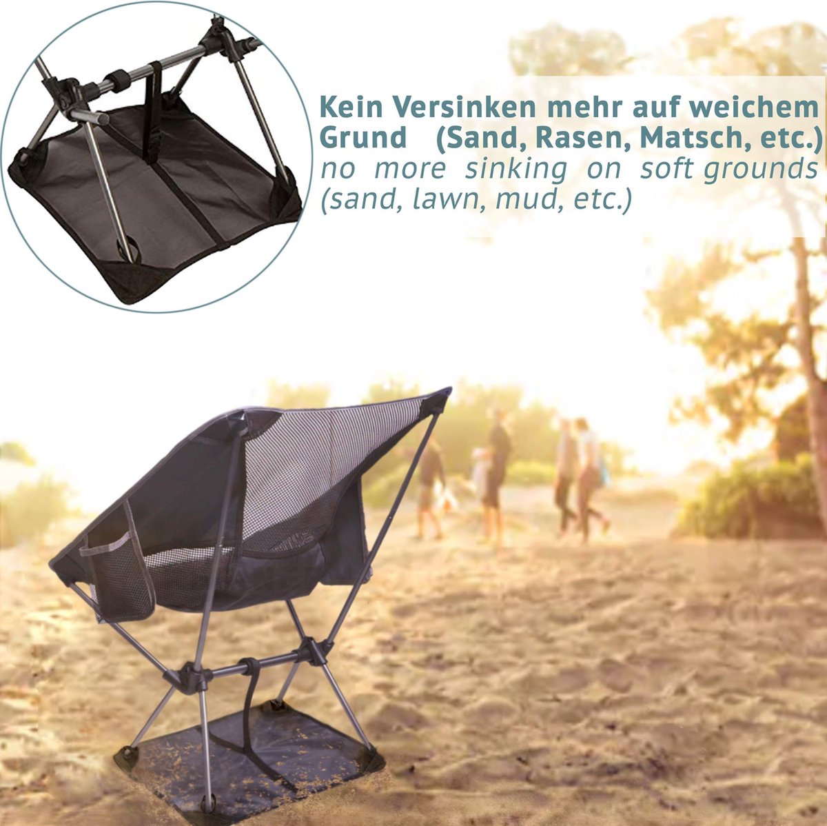  Smartpeas Camping Stoel Van Stevig 600D Polyester En Aluminium - Lichtgewicht En Opvouwbaar - Camping Gadget Inclusief Zijzakken +Plus: Strandmat &amp; Draagtas