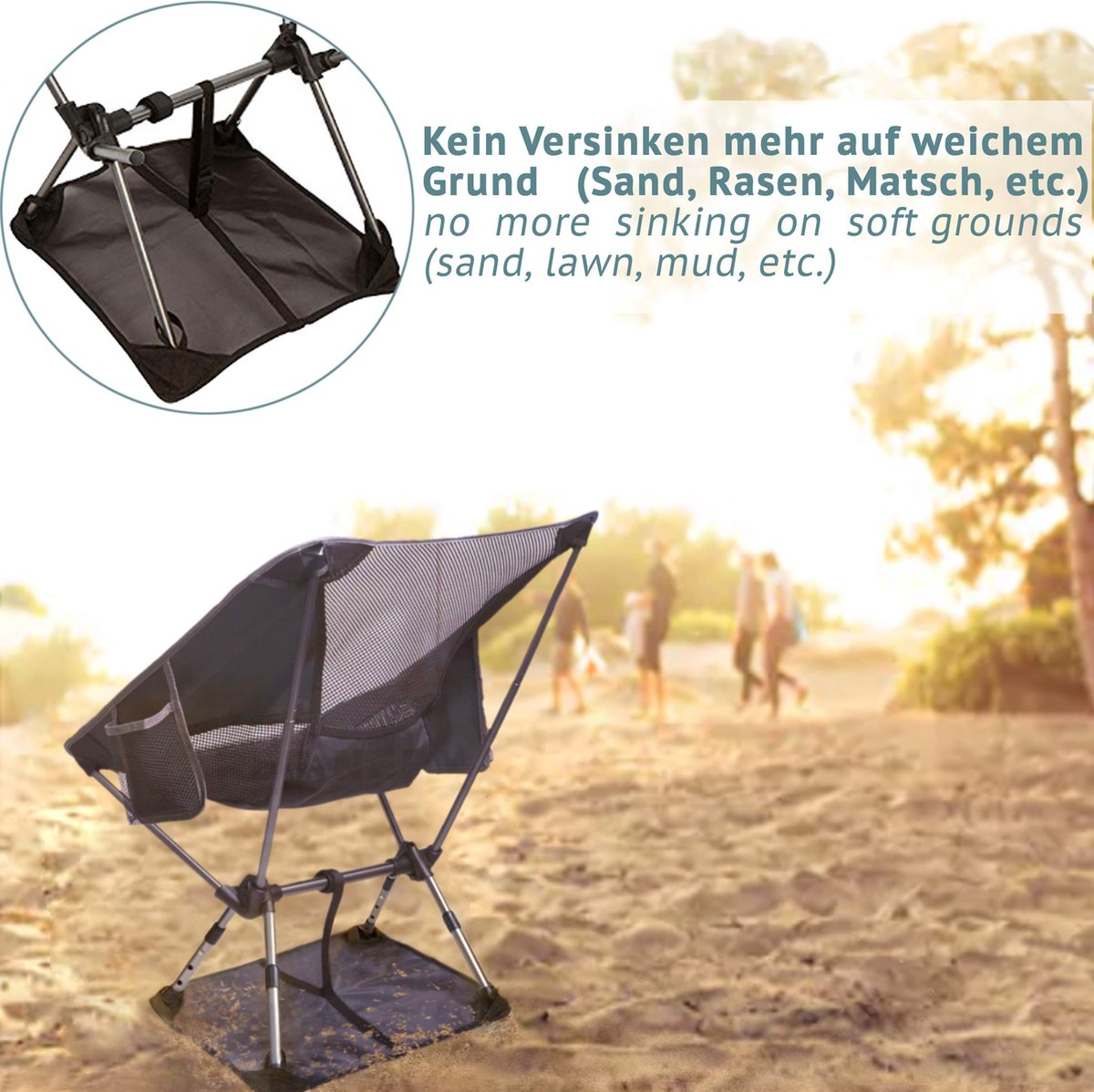  Smartpeas Campingstoel Van Stevig 600D Polyester En Aluminium - Lichtgewicht En Opvouwbaar - Camping Gadget Inclusief Zijzakken +Plus: Strandmat &amp; Draagtas
