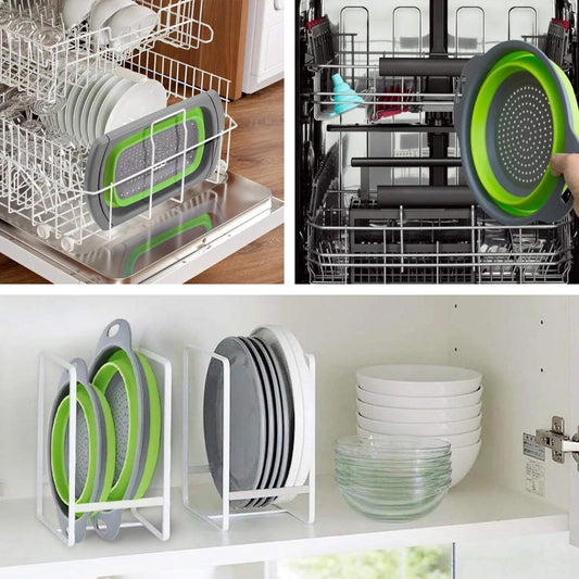  Buxibo - 3-Delige Keuken Vergiet Set Inklapbaar Groen/Grijs