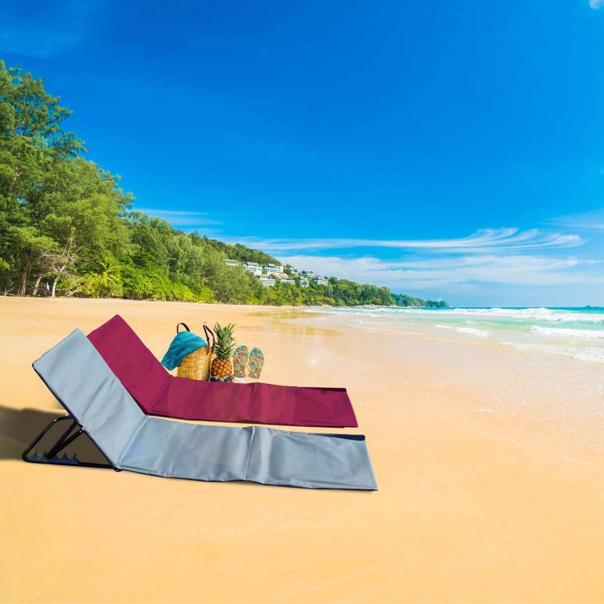  Strandmat Opvouwbaar Met Schouderband - Strandstoel Grijs 145x47x52