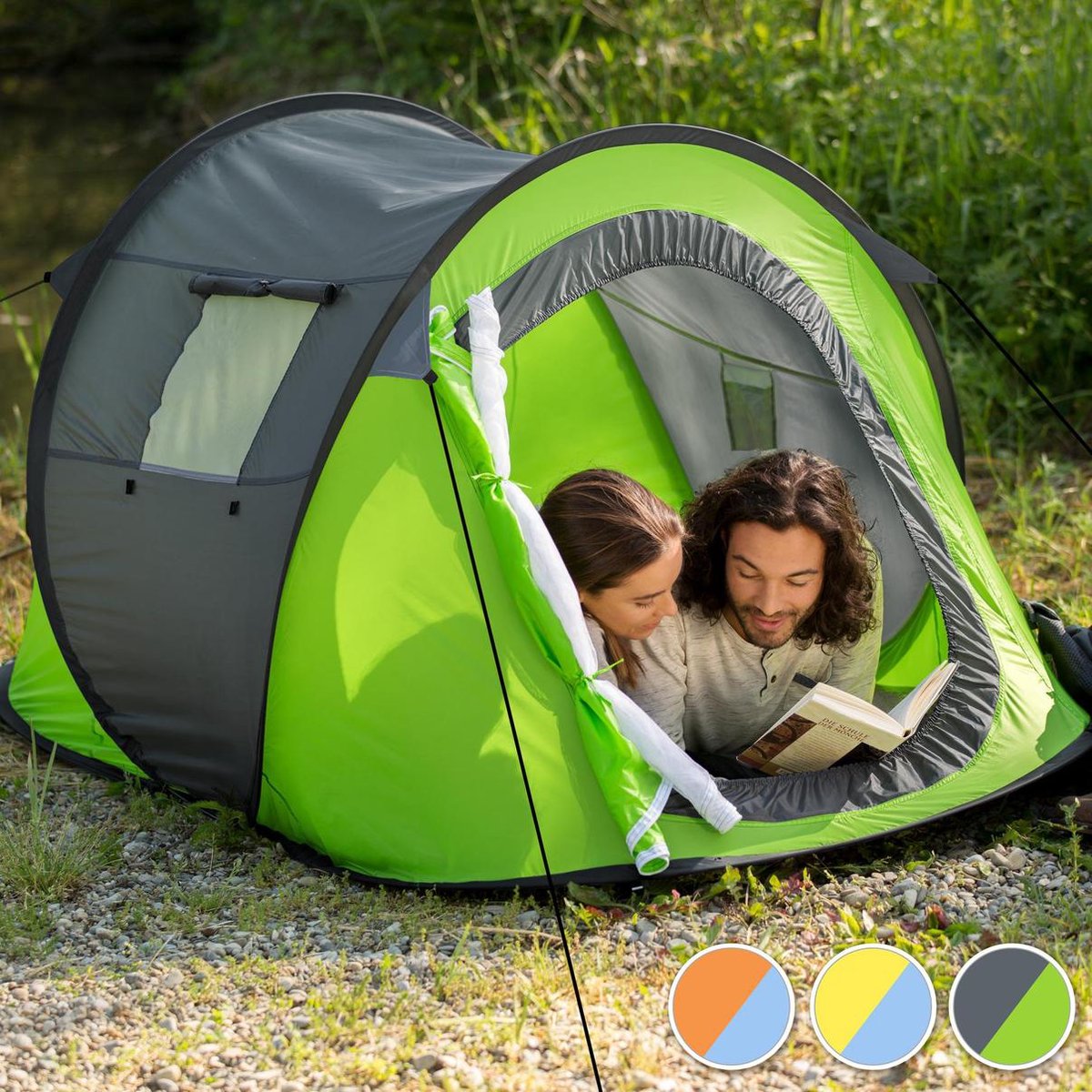  Pop Up Tent Waterkolom 1500 Mm/Cm² - Blauw - 2 Persoons