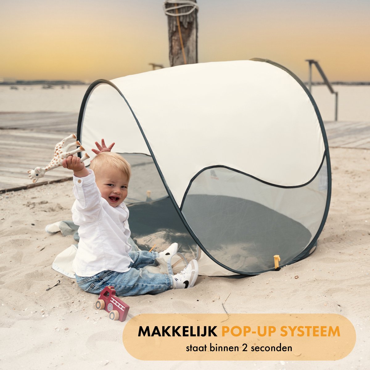  Deryan Luxe Pop Up Strandtent - Anti-UV 50+ - Cream