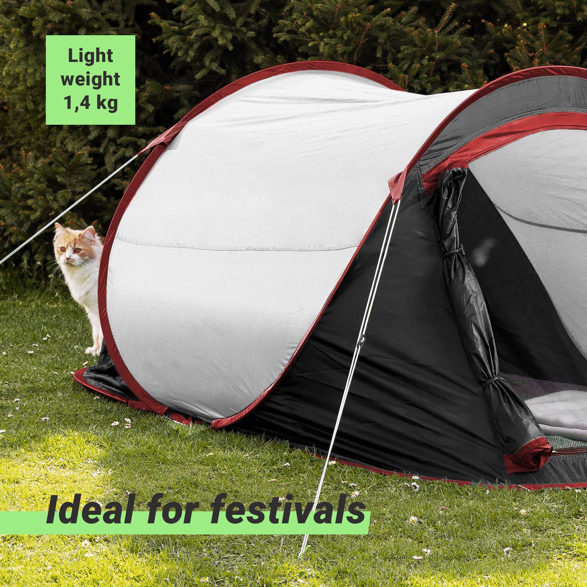  JEMIDI Tweepersoons Pop-up Tent - Opgooitent, Werptent Voor 2 Personen - Ideaal Als Festivaltent Of Kampeertent - Verschillende Kleuren