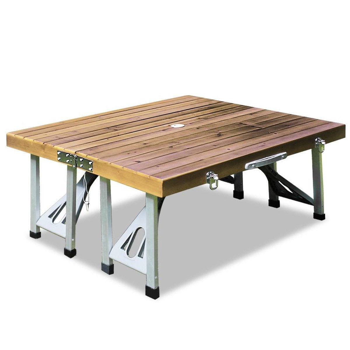 Merkloos Deuba Picknicktafel Campingtafel - Opvouwbaar Voor 4 Personen - Hout En Aluminium