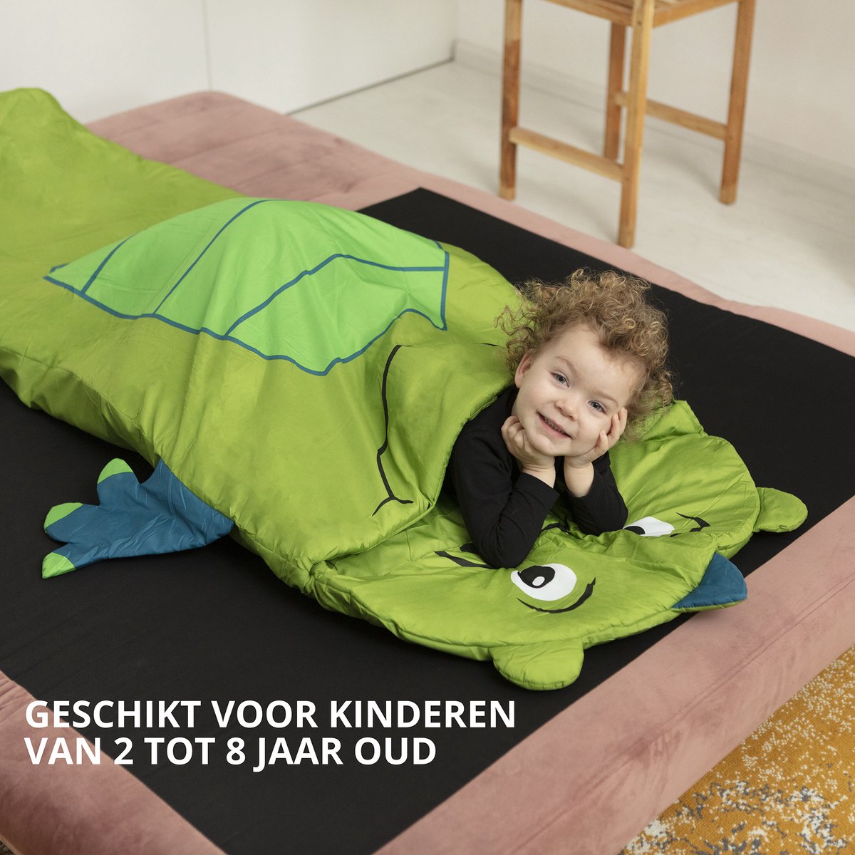  Dutch Mountains Kinderslaapzak Nijlpaard - 170 X 70cm Polyester - Zacht Lichtgewicht – Opberghoes