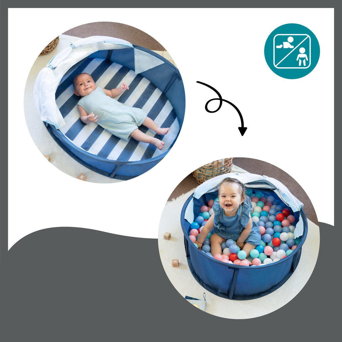  Babymoov Babyni Speelruimte &amp; Extra Bedje Anti-UV FPS 50+ Marinière