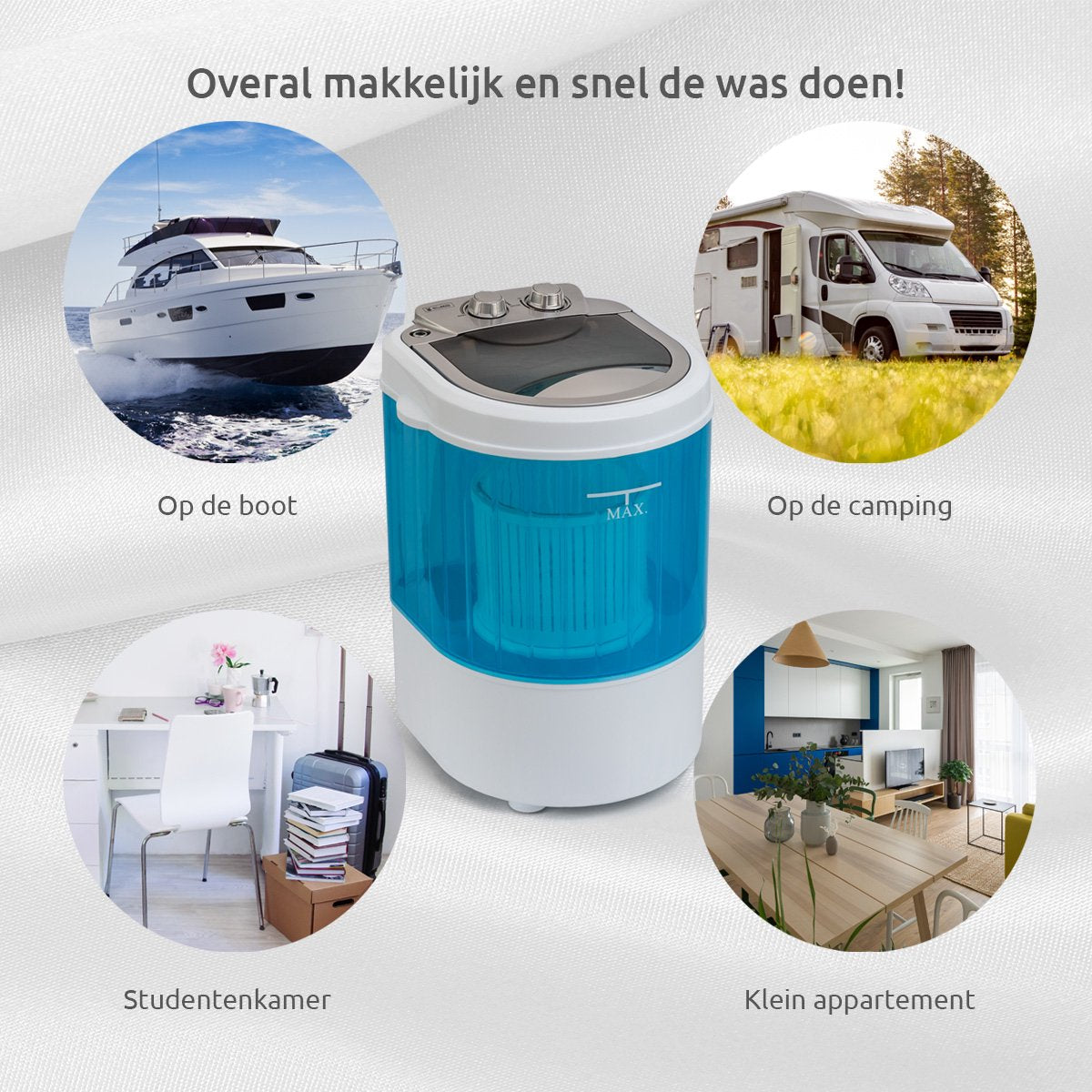  BluMill Mini Wasmachine - Met Centrifuge - Compact - Camping Wasmachine - Duurzame Keuze