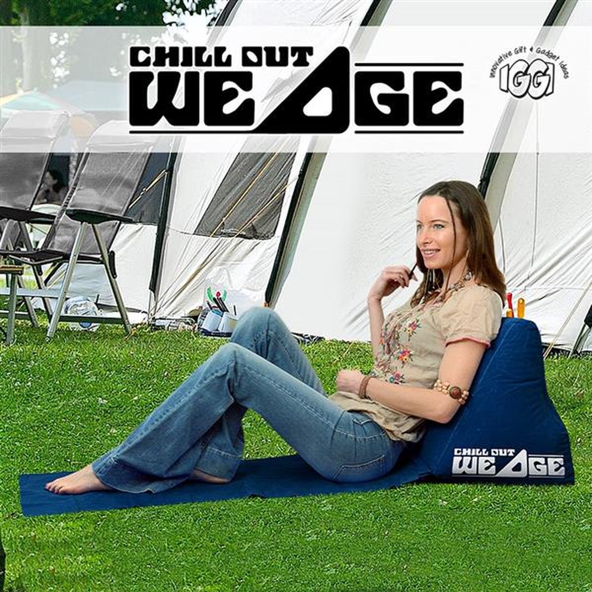 CKB LTD - Chill Out - Luchtbed - Campingstoel - Wedge Opblaasbare Ligstoel - Blauw Strandstoel 1 Persoons Volwassen Luchtbedden Kampeerstoel Vouwstoel Stoel Slaapmatje Slaapmatten Opvouwbaar Volwassenen Tuinstoel Opblaasstoel Kampeerstoelen Lucht