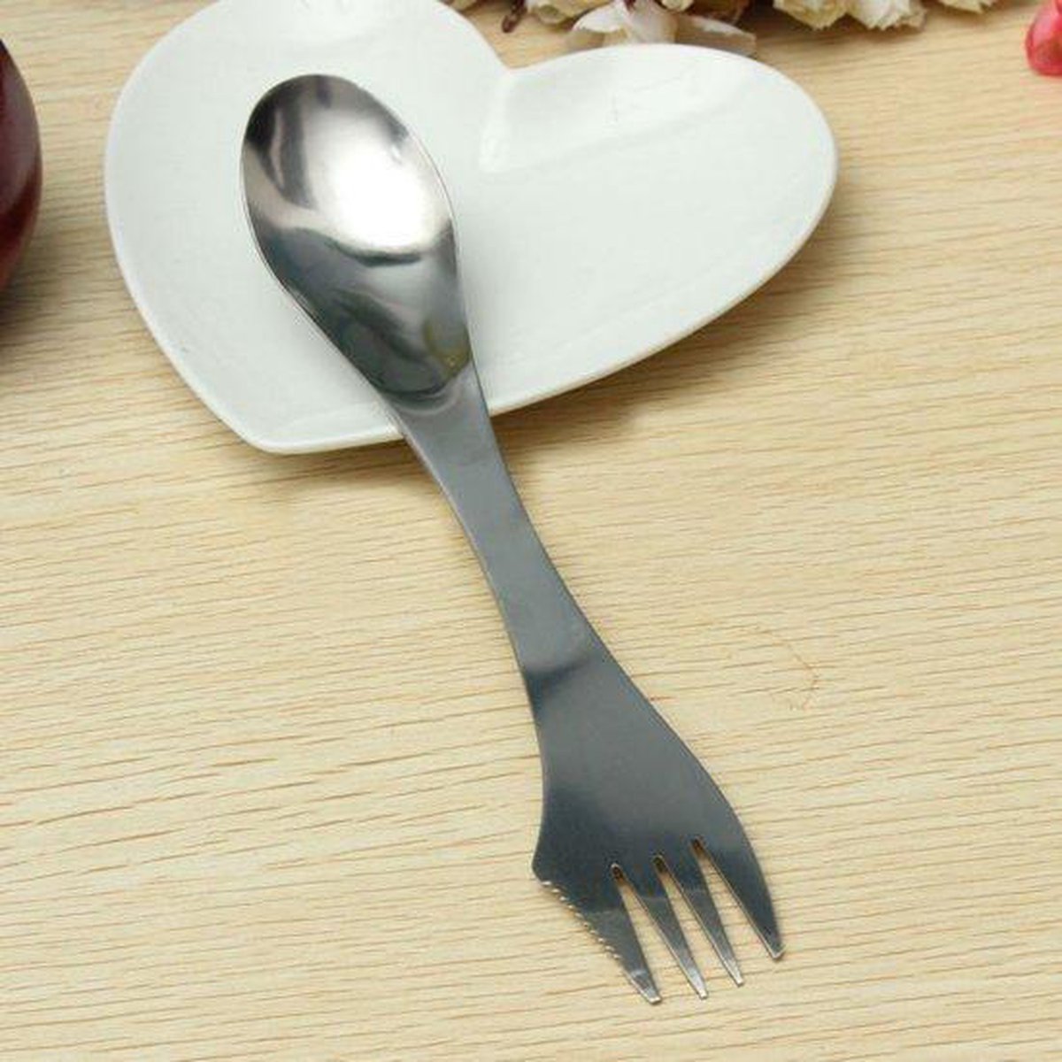  KELERINO. RVS Spork - Survival Outdoor Camping - Vork, Lepel &amp; Mes - 3 Stuks