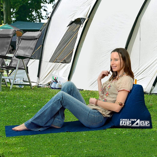  CKB LTD - Chill Out - Luchtbed - Campingstoel - Wedge Opblaasbare Ligstoel - Blauw Strandstoel 1 Persoons Volwassen Luchtbedden Kampeerstoel Vouwstoel Stoel Slaapmatje Slaapmatten Opvouwbaar Volwassenen Tuinstoel Opblaasstoel Kampeerstoelen Lucht
