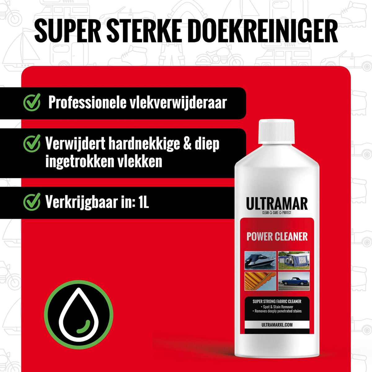  Ultramar - Power Cleaner 1L - Tentdoekreiniger Voor Bootkap, Tent, Cabriodak