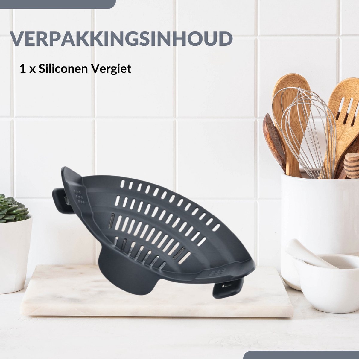  SensaHome- Siliconen Vergiet - Keuken Afgietdeksel - Afgiethulp - Siliconen - BPA Vrij - Grijs