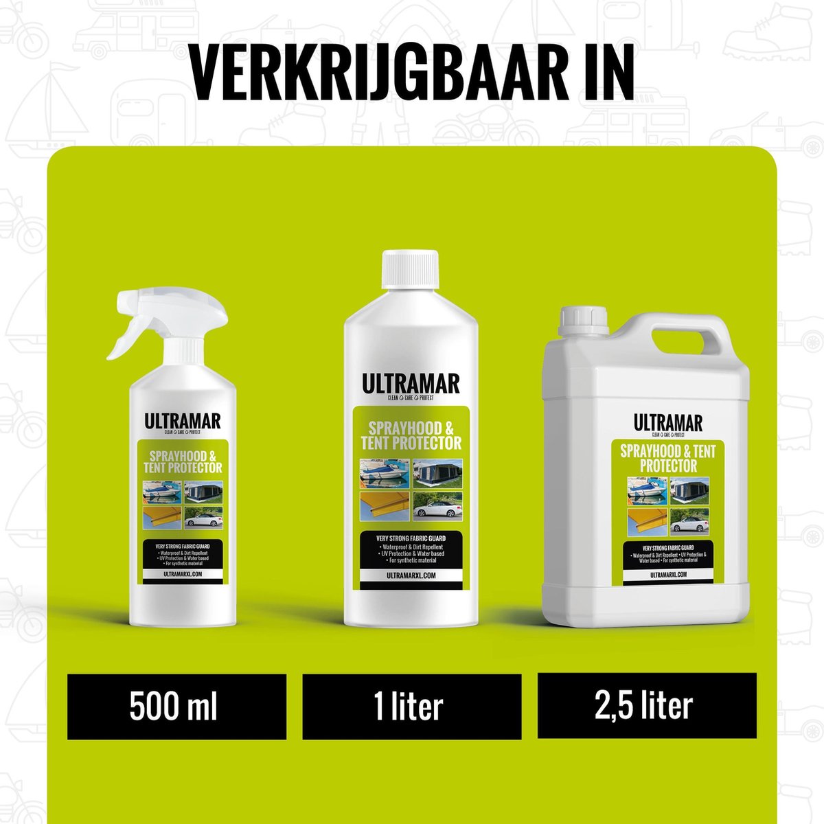  Ultramar - Sprayhood &amp; Tent Protector 2,5L - Impregneermiddel Voor Bootkap, Tent, Cabriodak - Maakt Waterdicht En Geeft Extra Bescherming