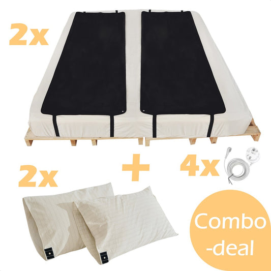  Earthle Volledige Earthing Tweepersoons Aardingsset - 2x Slaapmat + 2x Kussensloop - Aardingsmat - Aarden - Earthing Mat - Aarding - Grounding Mat - Kussensloop - Aardingskussensloop - Combo Deal