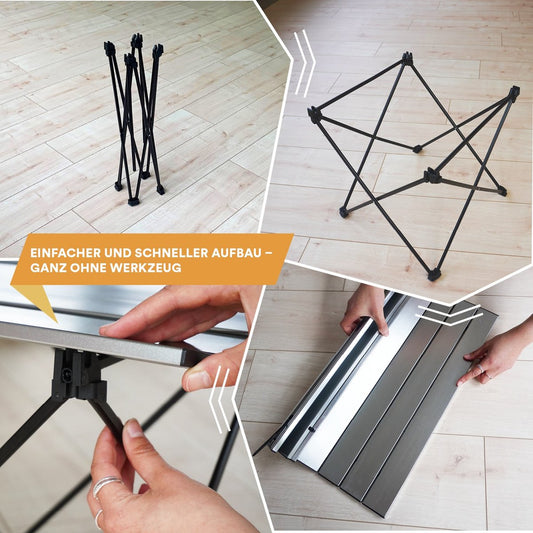  Skandika Ruka S Kleine Campingtafel – Campingtafels - Aluminium Campingtafel, Opvouwbaar, Zeer Licht, Eenvoudig Te Monteren, Stabiele Standaard - Opvouwtafel Voor Kamperen, Tenten Wandelen, Reizen, Thuis, Tuin – Tot Max. 20 Kg. - Grijs