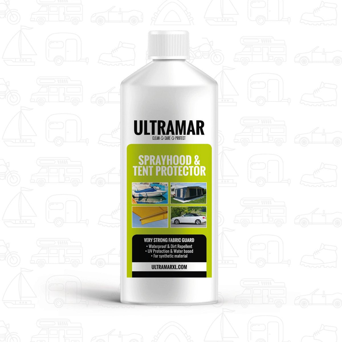  Ultramar - Sprayhood &amp; Tent Protector 1L - Impregneermiddel Voor Bootkap, Tent, Cabriodak - Maakt Waterdicht En Geeft Extra Bescherming