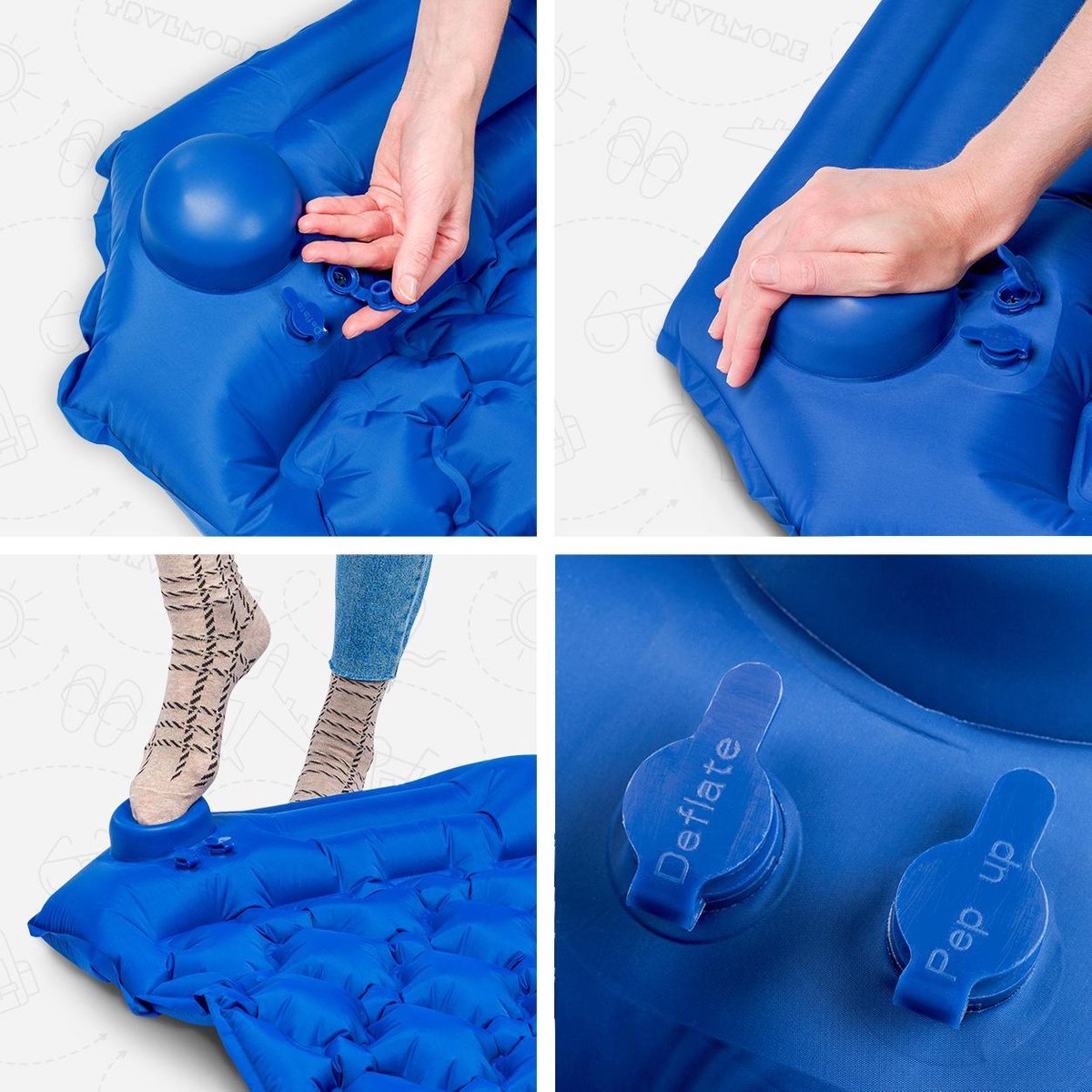  TRVLMORE Slaapmat - Zelfopblazend - 1 Persoons - Ingebouwde Pomp En Kussen - Blauw