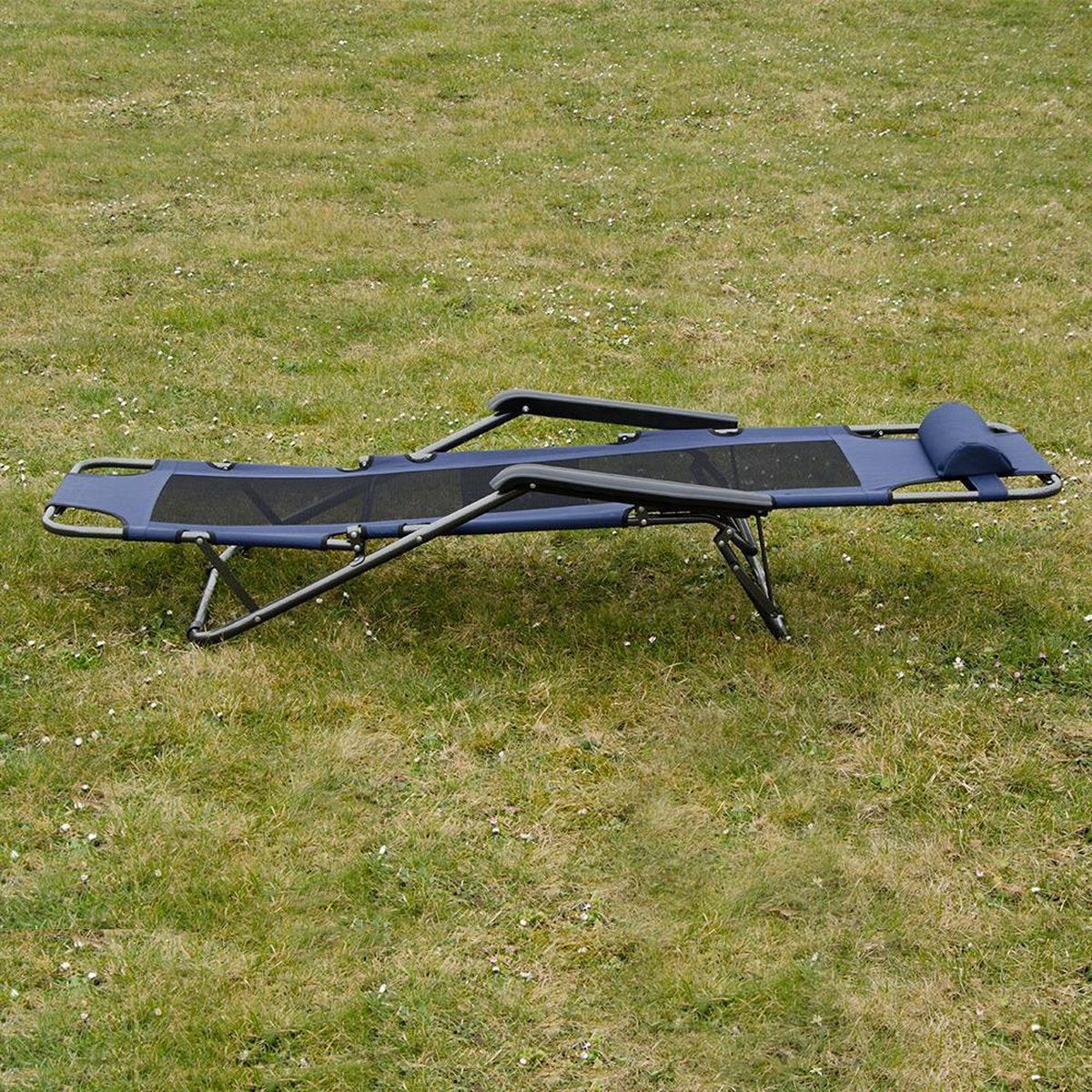  Ligstoel 180x60cm - Opvouwbaar Campingstoel Ligbed Strandstoel Tuinstoel Vouwligstoel Blauw