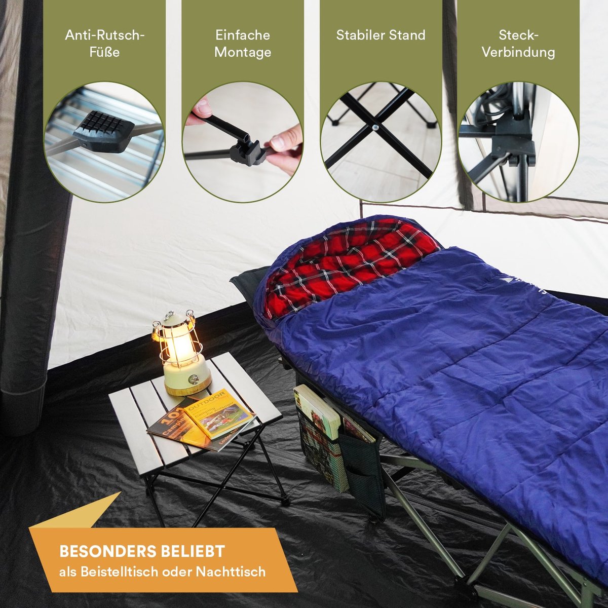  Skandika Ruka S Kleine Campingtafel – Campingtafels - Aluminium Campingtafel, Opvouwbaar, Zeer Licht, Eenvoudig Te Monteren, Stabiele Standaard - Opvouwtafel Voor Kamperen, Tenten Wandelen, Reizen, Thuis, Tuin – Tot Max. 20 Kg. - Grijs
