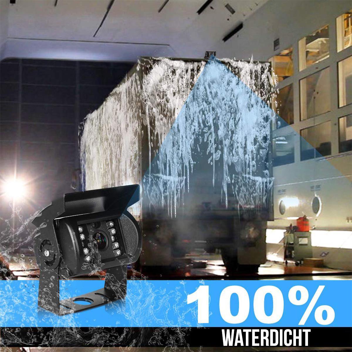  Strex Achteruitrijcamera Set Bedraad Met 4 Camera's (tegelijk Bekijken) - 9" Scherm - 18LED Nachtzicht 15m - IP67 Waterdicht - Achteruitrij Camera