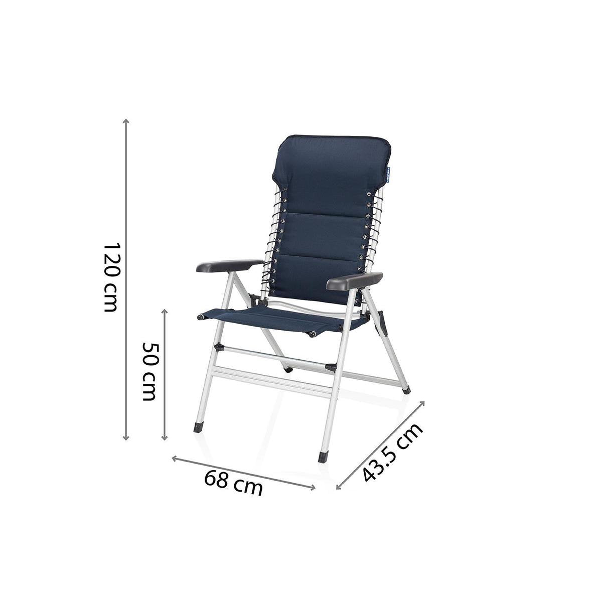  Campart Campingstoel CH-0592 - Opvouwbaar Met Hoofdsteun - 7 Verstelbare Standen - Lichtgewicht - Blauw