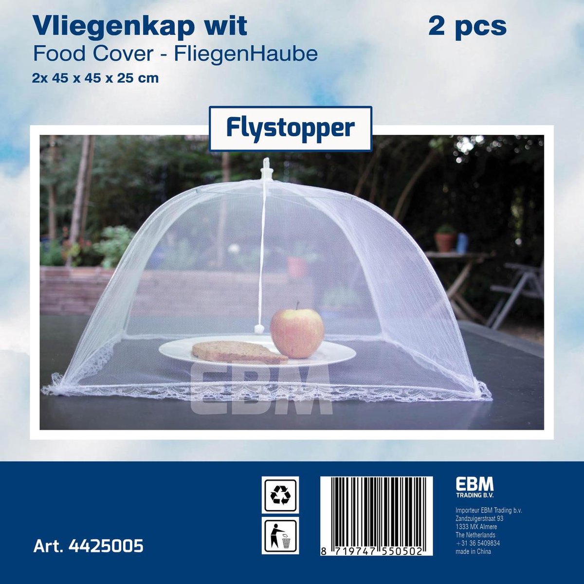  Vliegenkapjes Opvouwbaar 2 Stuks - Wit - 45 X 25 Cm | Flystopper