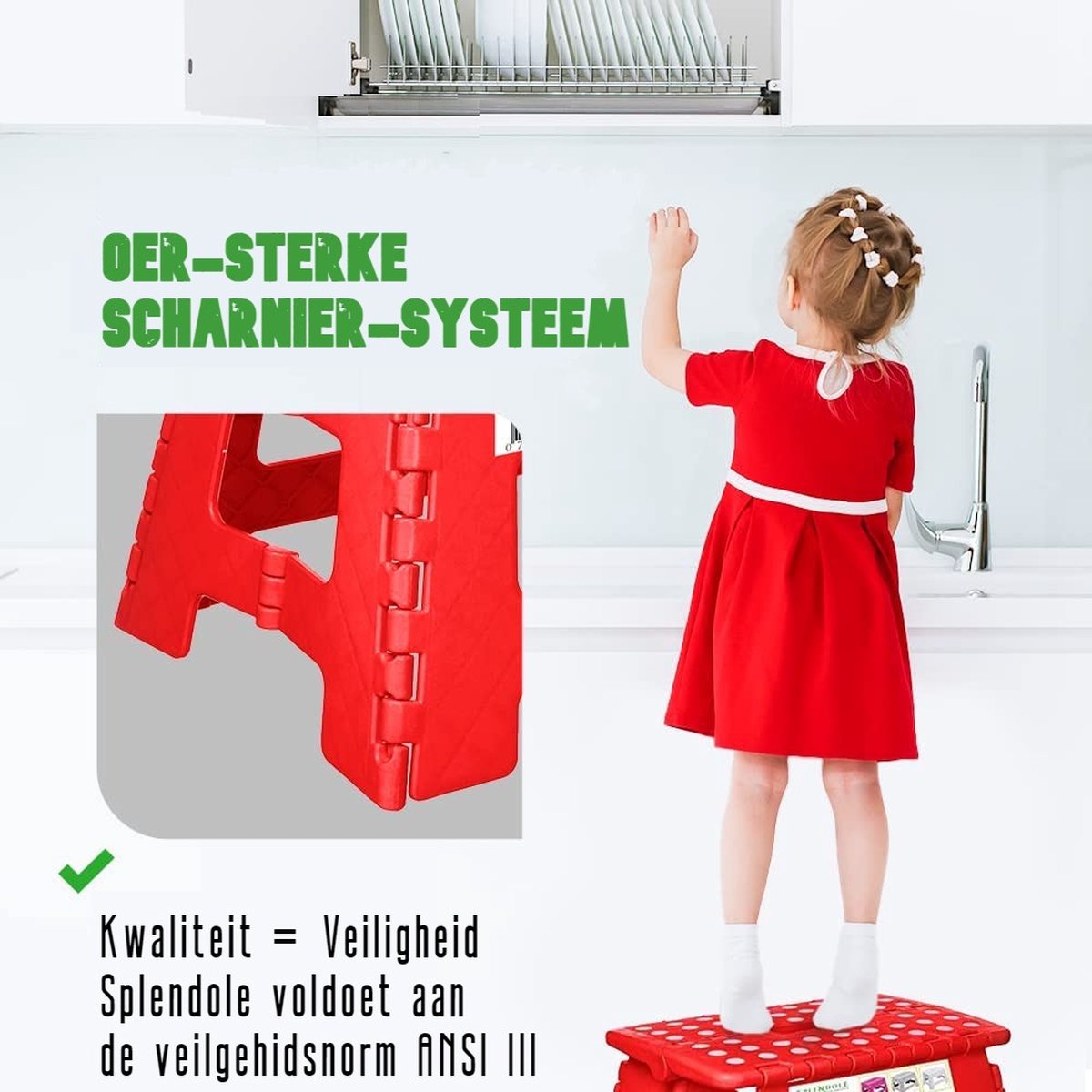  Splendole Opstapje Inklapbaar Caravanopstapje - Opvouwbaar - 100 Kg - Rode Krukje
