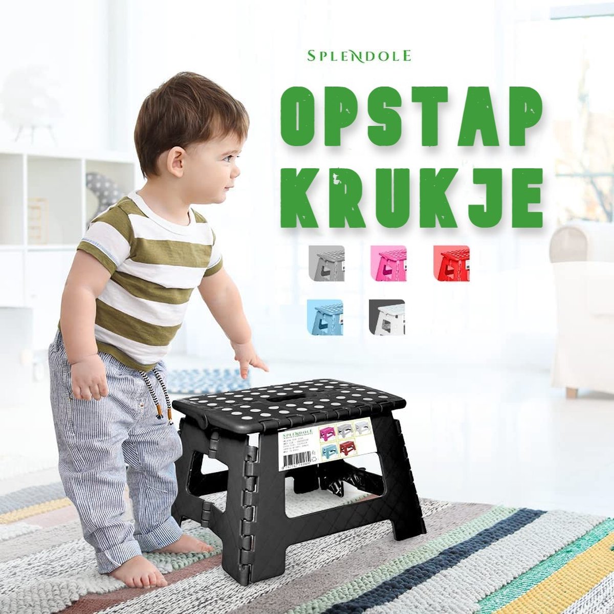  Splendole Opstapje Inklapbaar Caravanopstapje - Opvouwbaar - 100 Kg - Rode Krukje