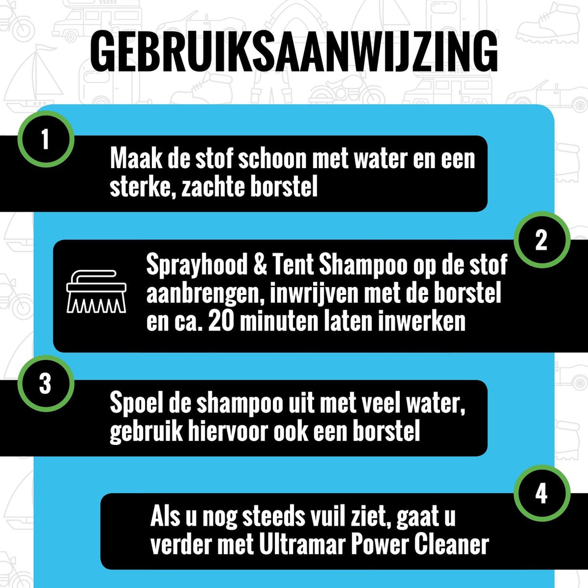  Ultramar - Reiniger Sprayhood &amp; Tent Shampoo 500 Ml - Tentdoekreiniger Voor Bootkap, Tent, Cabriodak