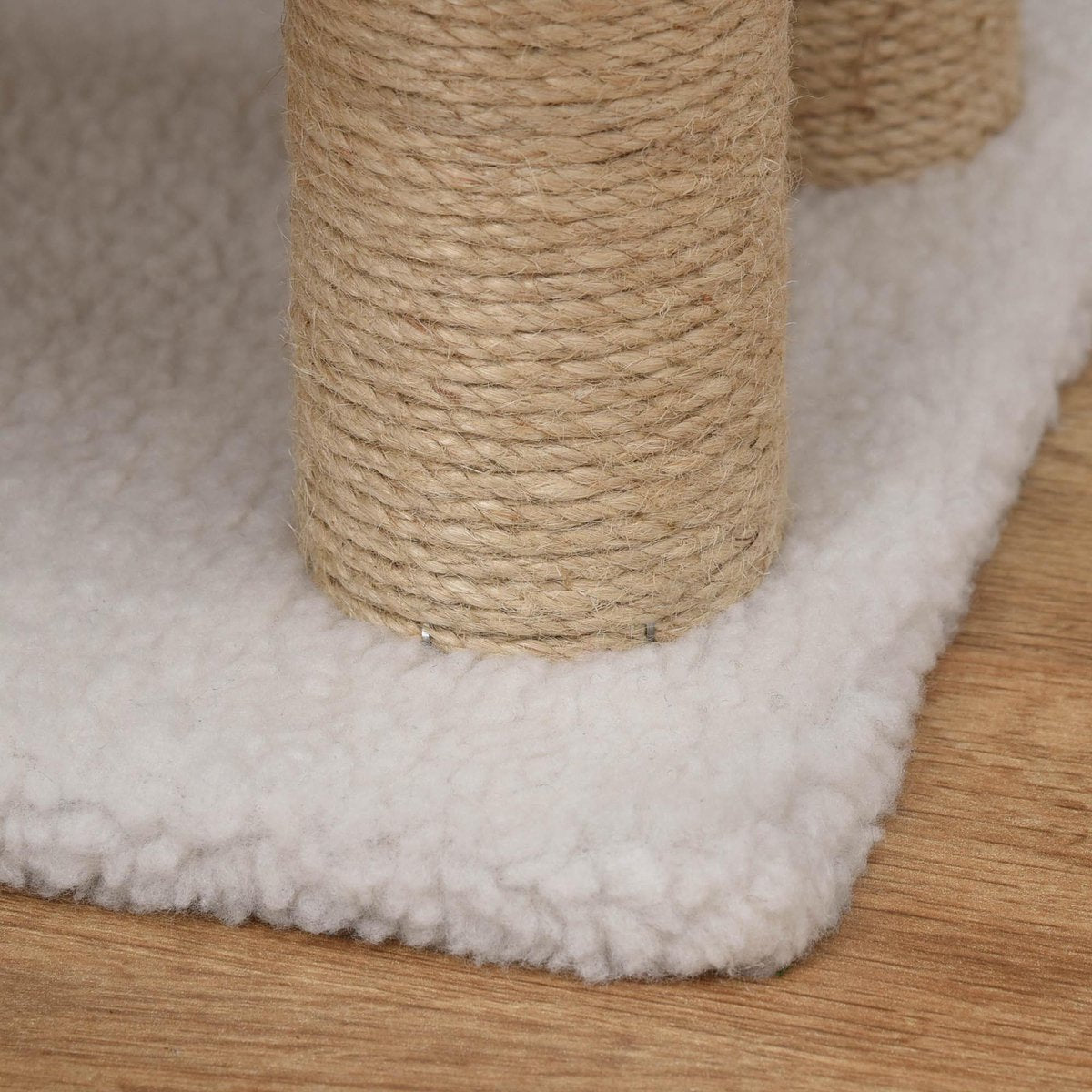  PawHut Huisdierentrap Met Krabpaal Bal 4 Treden Kattentrap Dierentrap Pluche Jute D06-093