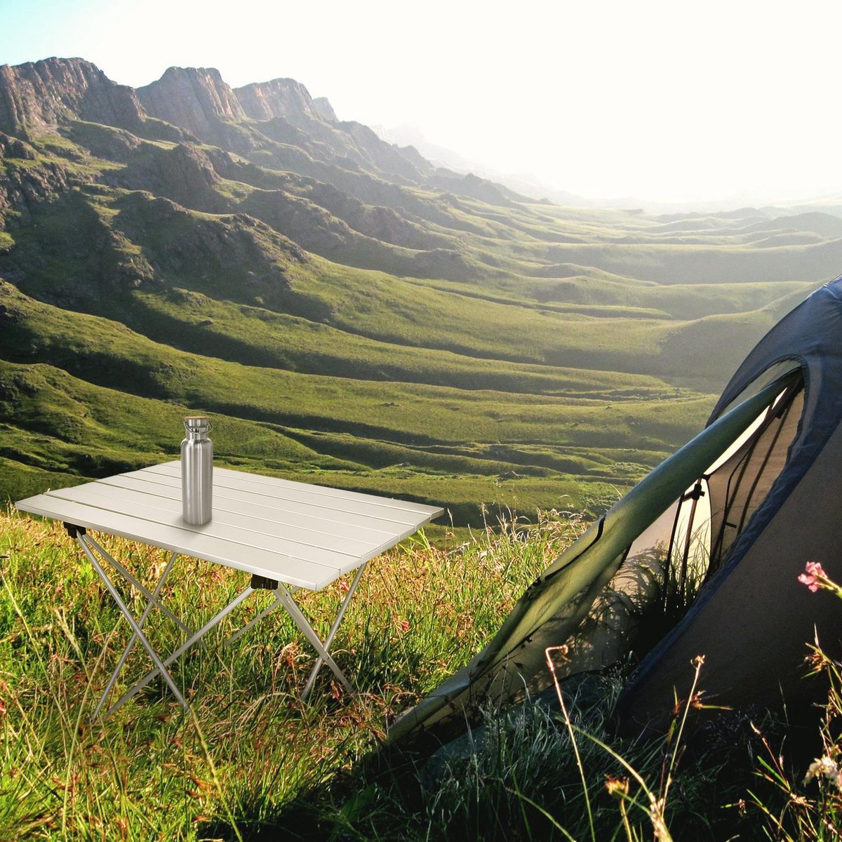  Navaris Campingtafel - Inklapbaar Campingtafeltje Van Aluminium - Opvouwbare Tafel Inclusief Draagtas - Picknicktafel - Zilver
