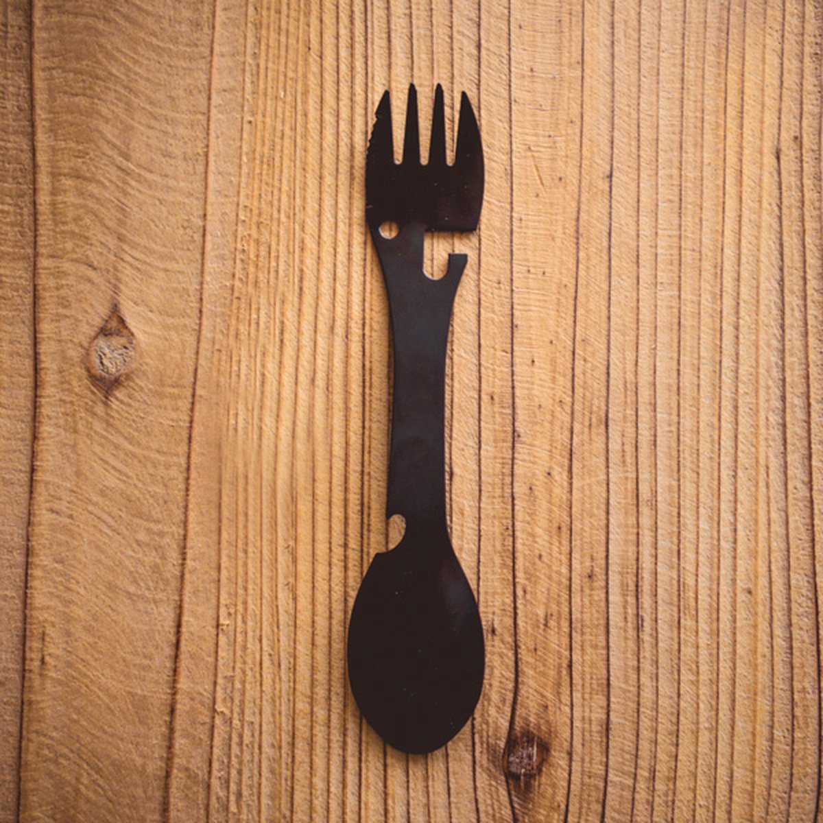  Ikgaopavontuur Reisbestek Spork (Aluminium / RVS) - Lichtgewicht Reisbestek To Go - Lepel, Mes En Vork In één Multitool