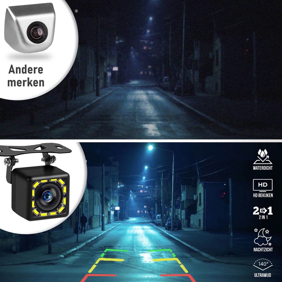  XEOD Achteruitrijcamera - 12 LED Nachtzicht - IP68 Waterdicht - Achteruitrij Camera Auto