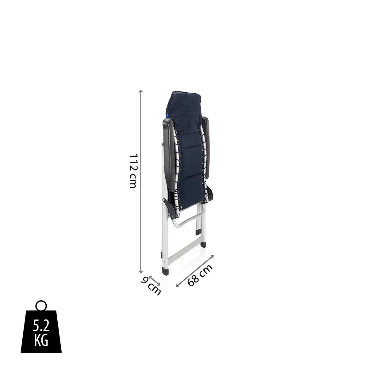  Campart Campingstoel CH-0592 - Opvouwbaar Met Hoofdsteun - 7 Verstelbare Standen - Lichtgewicht - Blauw