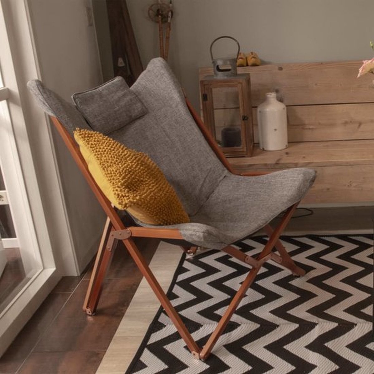  Bo-Camp - Urban Outdoor - Relaxstoel - Bloomsbury - L - Oxford Polyester - Grijs