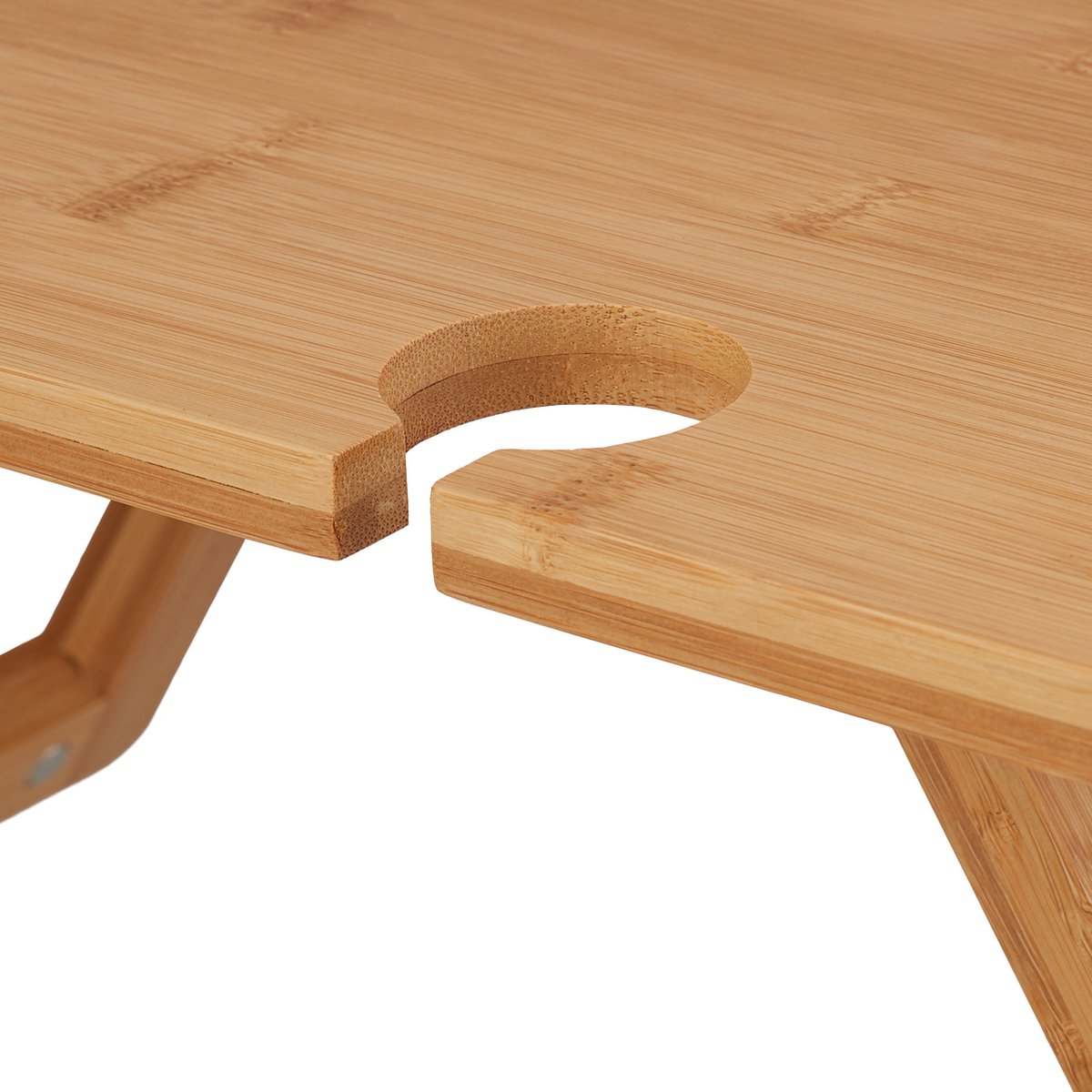  Relaxdays Opvouwbare Picknick Wijntafel - 4 Wijnglazenhouders - Bamboe Dienbladtafel Klein