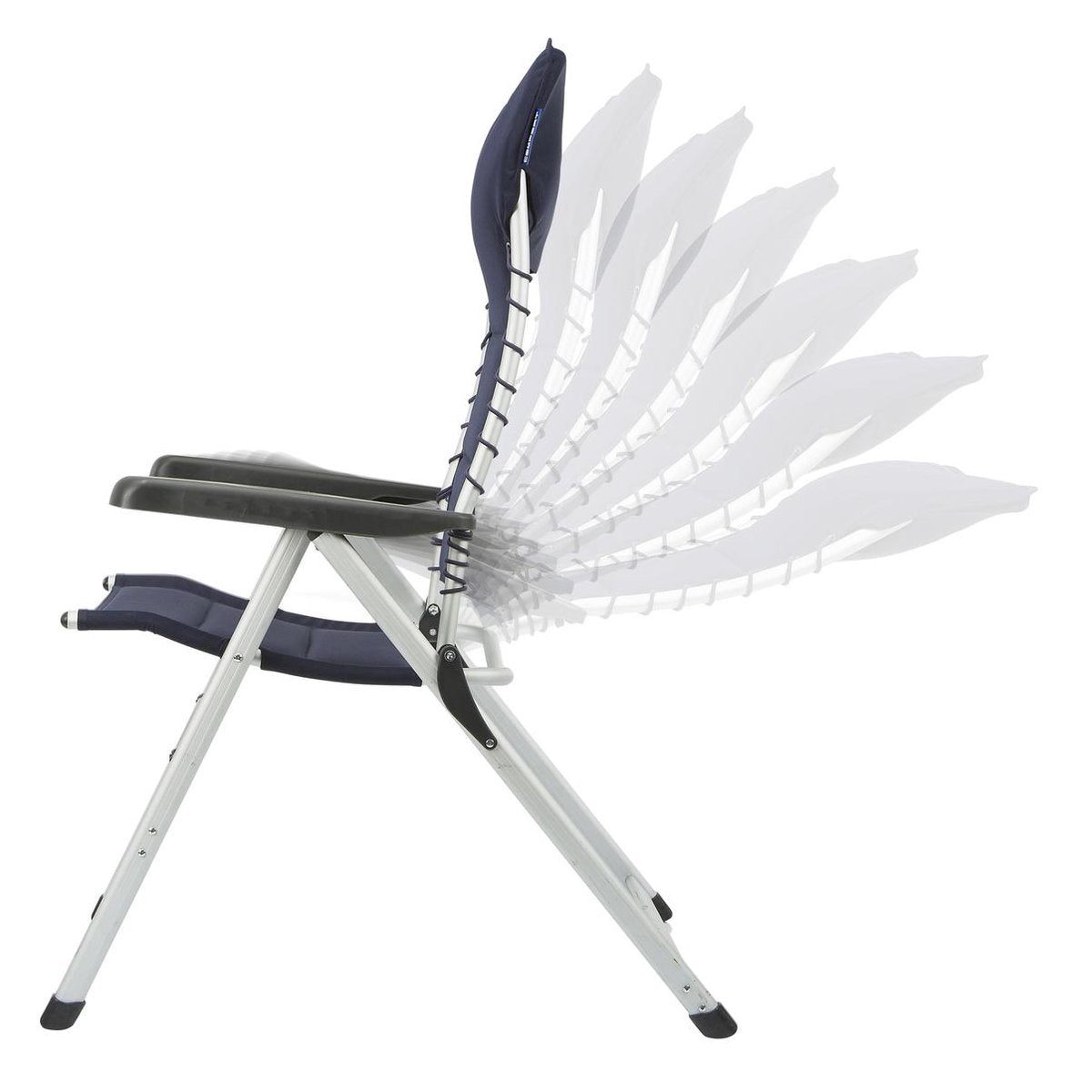  Campart Campingstoel CH-0592 - Opvouwbaar Met Hoofdsteun - 7 Verstelbare Standen - Lichtgewicht - Blauw