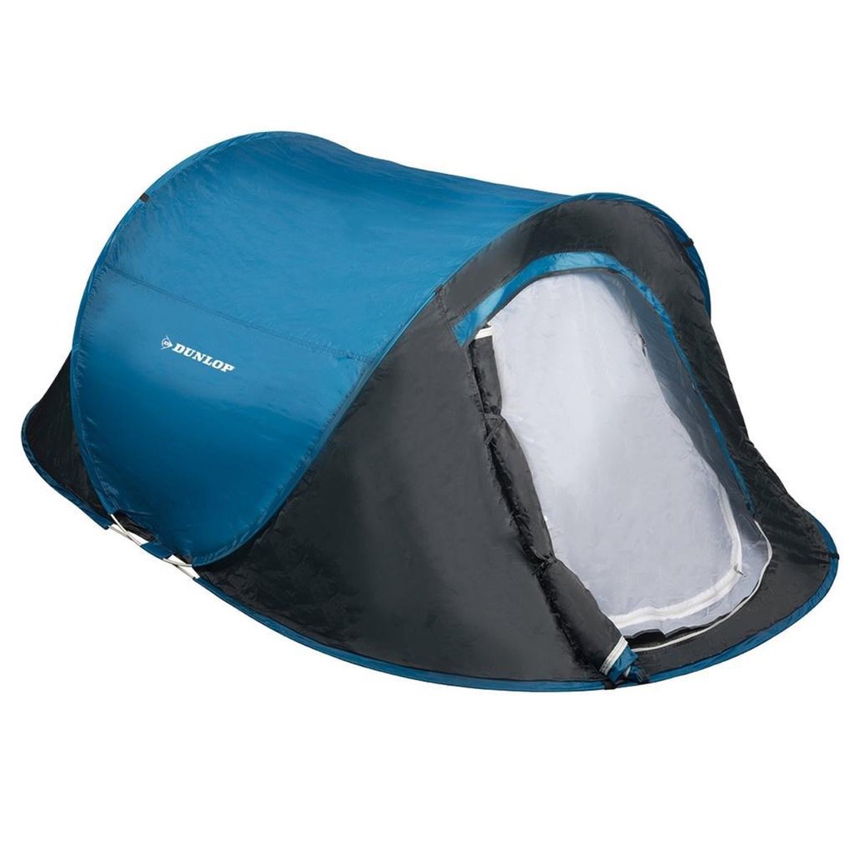  Dunlop Pop Up Tent 220 X 120 X 90 Cm - Grijs/ Blauw - 1 Persoons