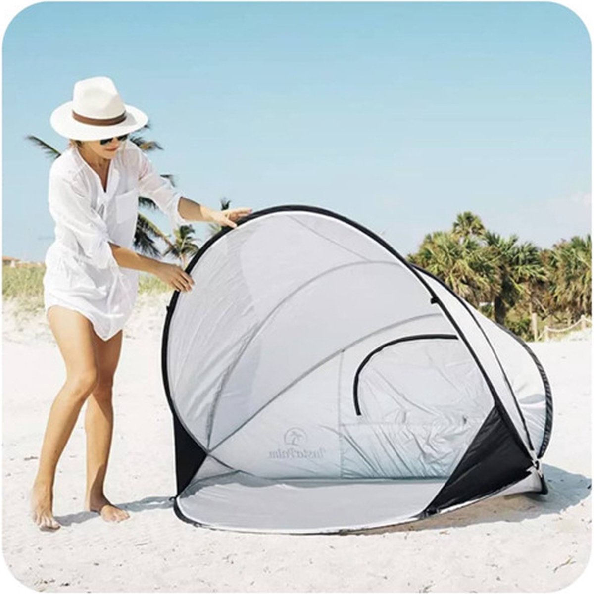  Deryan Luxe Pop Up Strandtent XXL - Anti-UV 50+ - Zilver
