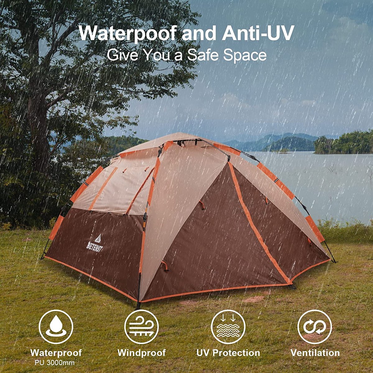 Merkloos Kamping Tent / Absolutely Waterproof, Lightweight Camping Tent With - Tent Ideal For Camping In The Garden, Dome Tent,