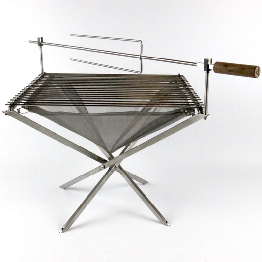  Firekorf + Grill + Spit : Opvouwbare Vuurkorf / Vuurschaal Met Rooster En Spit - Draagbare BBQ - Opbergtas - Kampeer Grill - Kookset