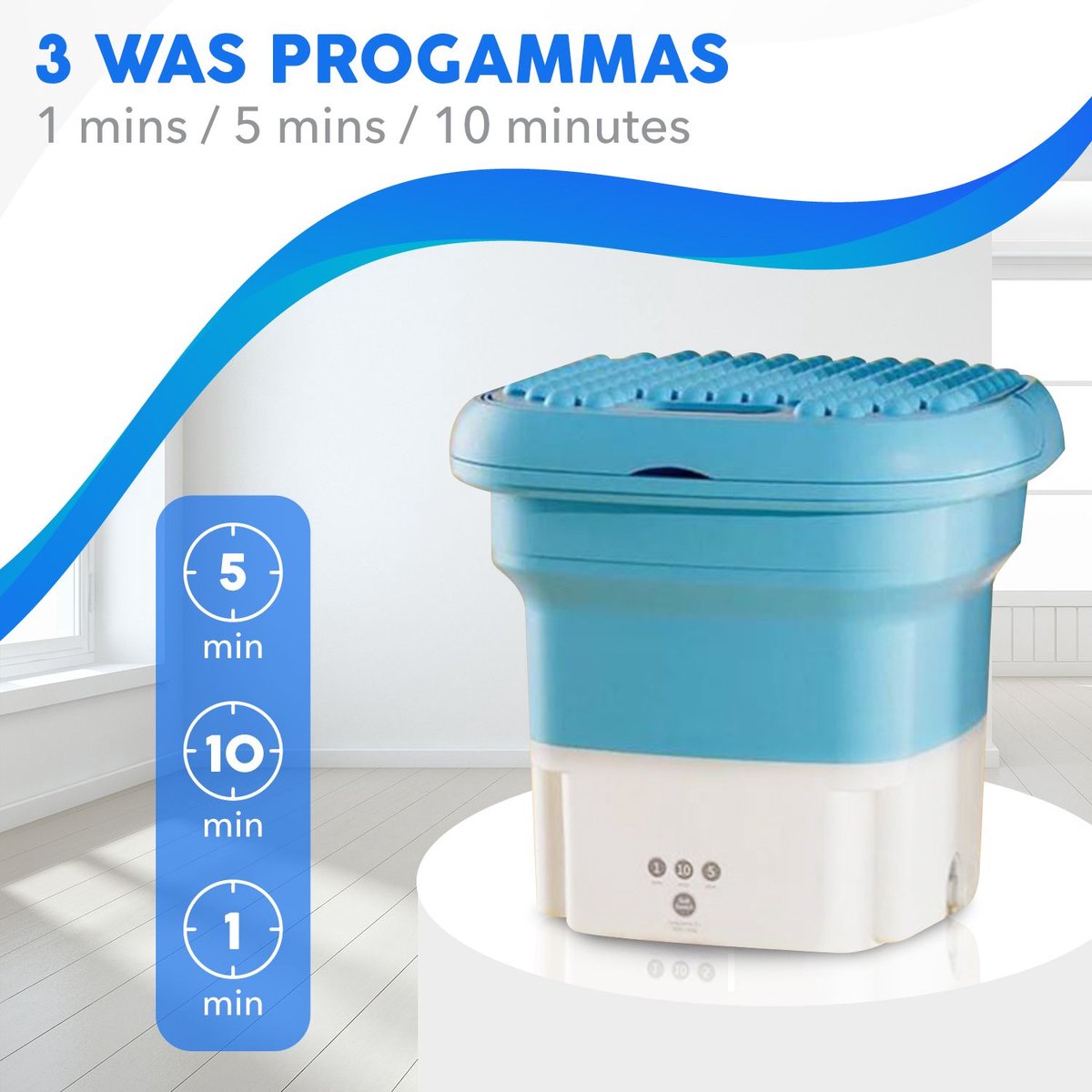  Mini Wasmachine - Camping Wasmachine - Opvouwbare Wasmachine - Handwasmachine - Fruitwasser - Kampeer Wasmachine - Valentijn - Wasdroger