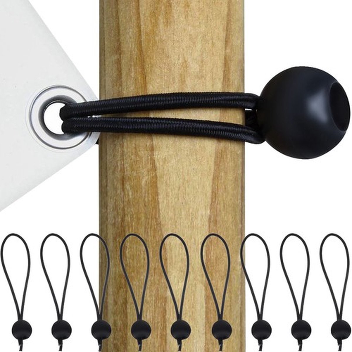  Elastische Tentspanner Met Bal 16 Tot 30 Cm- Spanelastiek - Tent - Spanner Met Plastic Bal