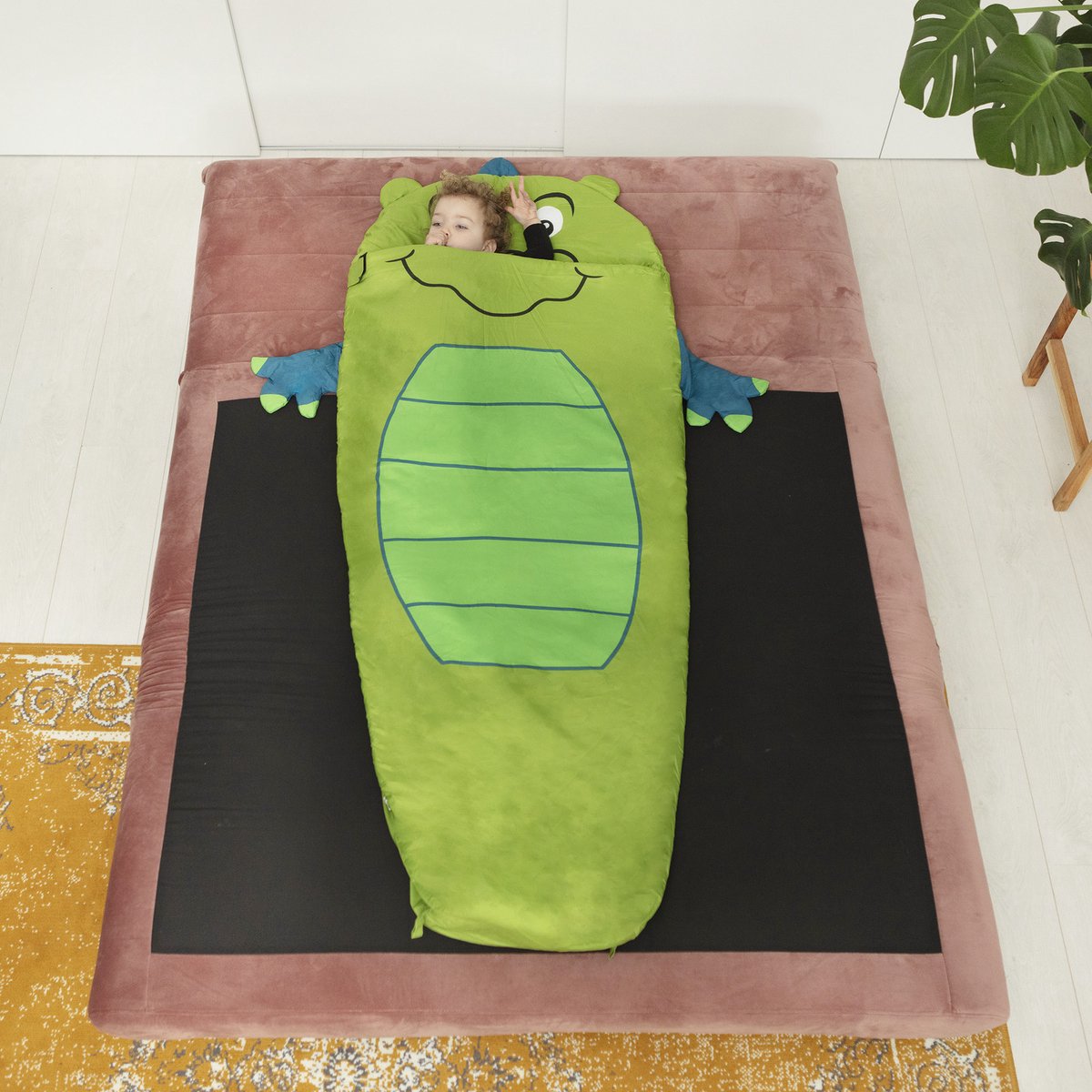  Dutch Mountains Kinderslaapzak Nijlpaard - 170 X 70cm Polyester - Zacht Lichtgewicht – Opberghoes