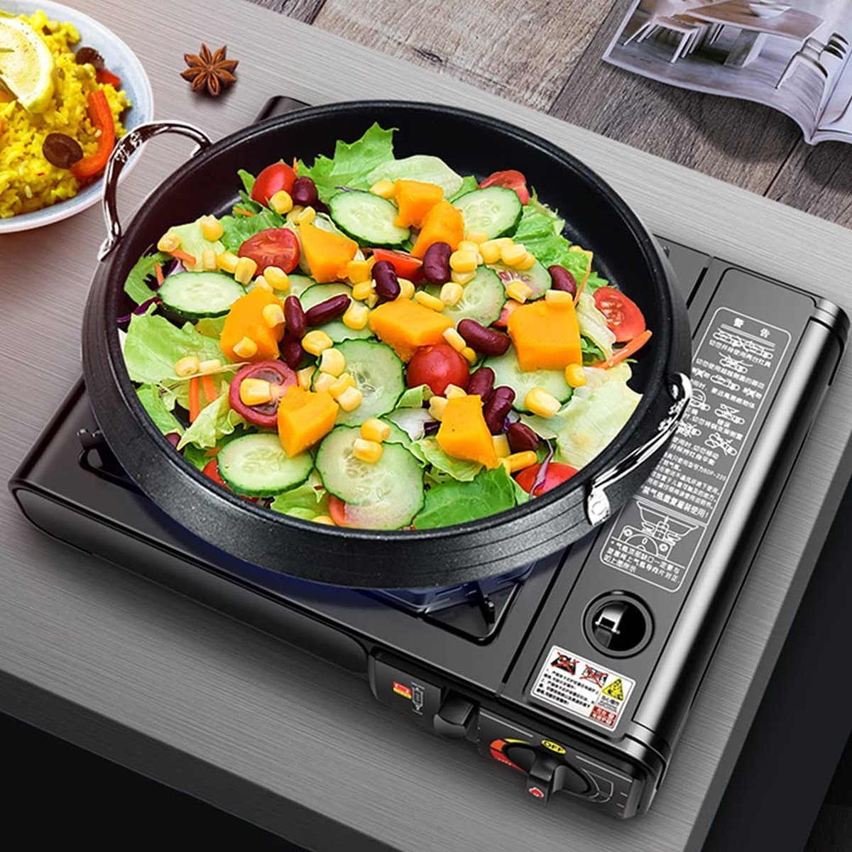  Borvat® |Draagbare Gasfornuis - Camping Kookstel - Inclusief 4 Gasflessen - Gas Stove - Gasfornuis - Kooktoestel - Outdoor - Op Reis + Gratis Smartphone Auto Magneethouder.