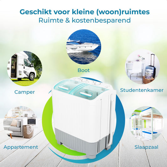  XatiX - Mini Wasmachine Met Dubbele Trommel 5,6 Kg - Toerental 1400