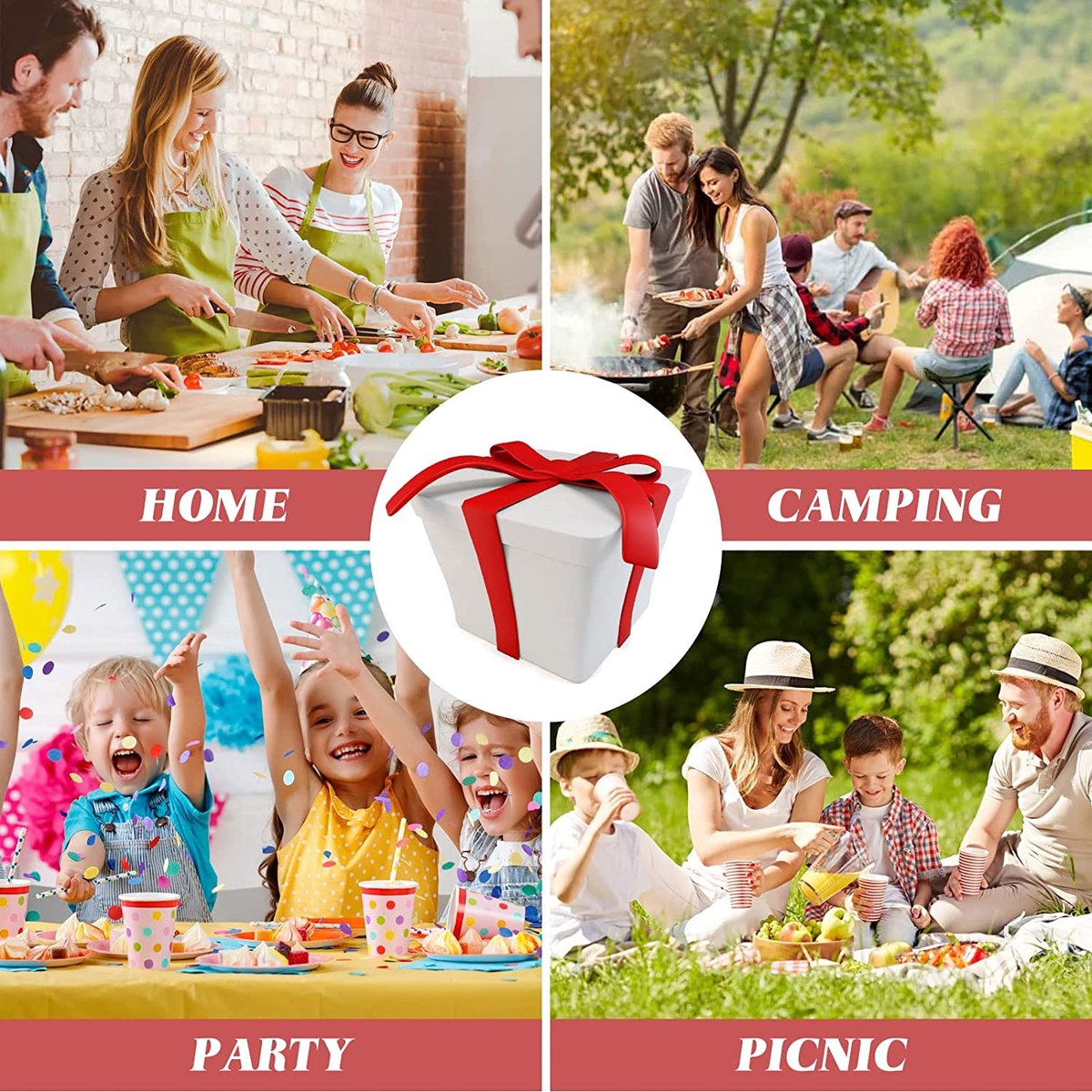 Merkloos Camping Tuin Servies 25 Delig - Modern BBQ Servies Voor 4 Pers, Leuk Cadeautip Met 2 Extra Bordjes
