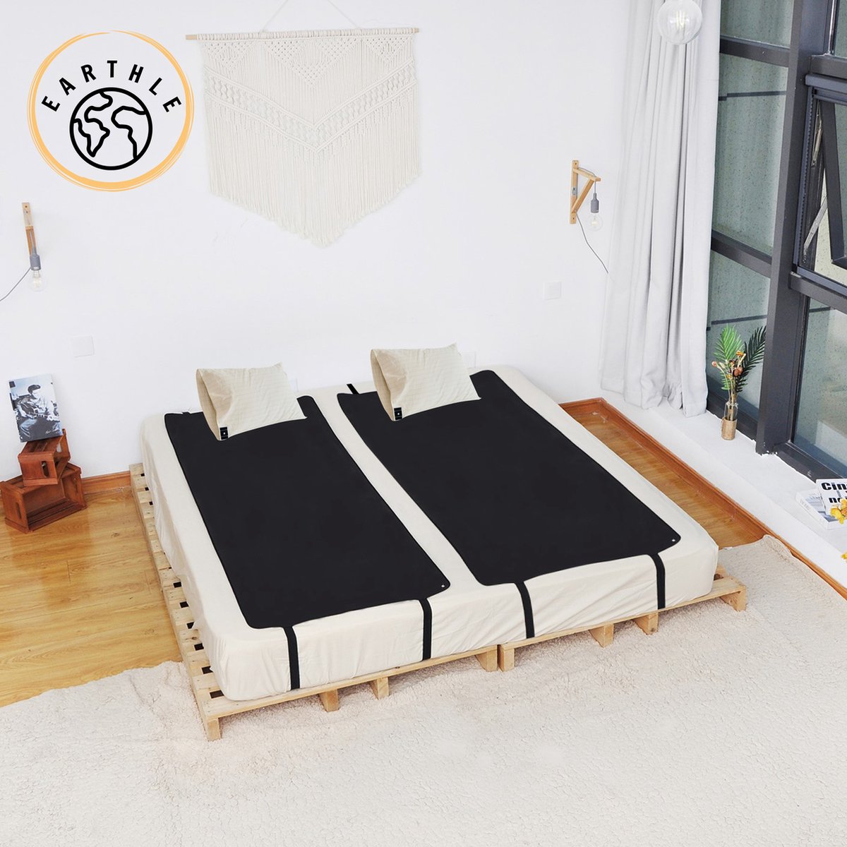  Earthle Volledige Earthing Tweepersoons Aardingsset - 2x Slaapmat + 2x Kussensloop - Aardingsmat - Aarden - Earthing Mat - Aarding - Grounding Mat - Kussensloop - Aardingskussensloop - Combo Deal