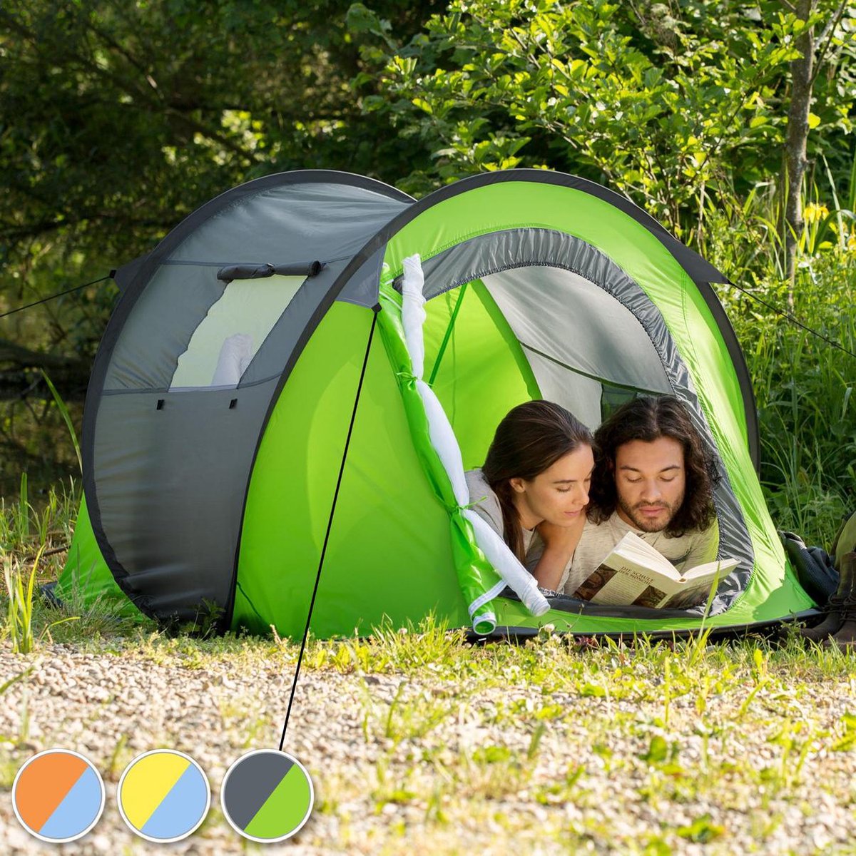  Pop Up Tent Waterkolom 1500 Mm/Cm² - Blauw - 2 Persoons
